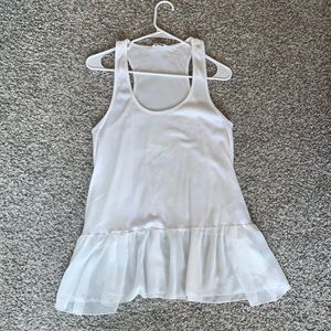 White tank with chiffon hem